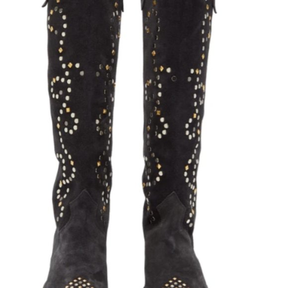 ISABEL MARANT Studded suede knee-high boots - Picture 4 of 12